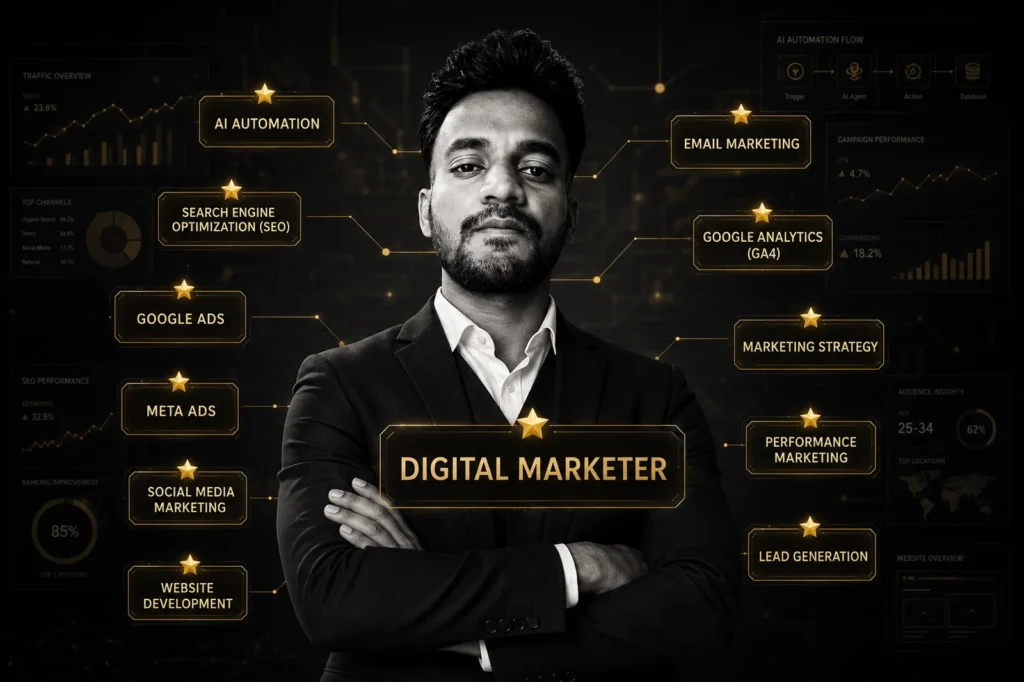 Mahesh Garajur, Digital Marketing and AI Automation Specialist providing SEO, Google Ads, Meta Ads, Website Development, and Performance Marketing services.