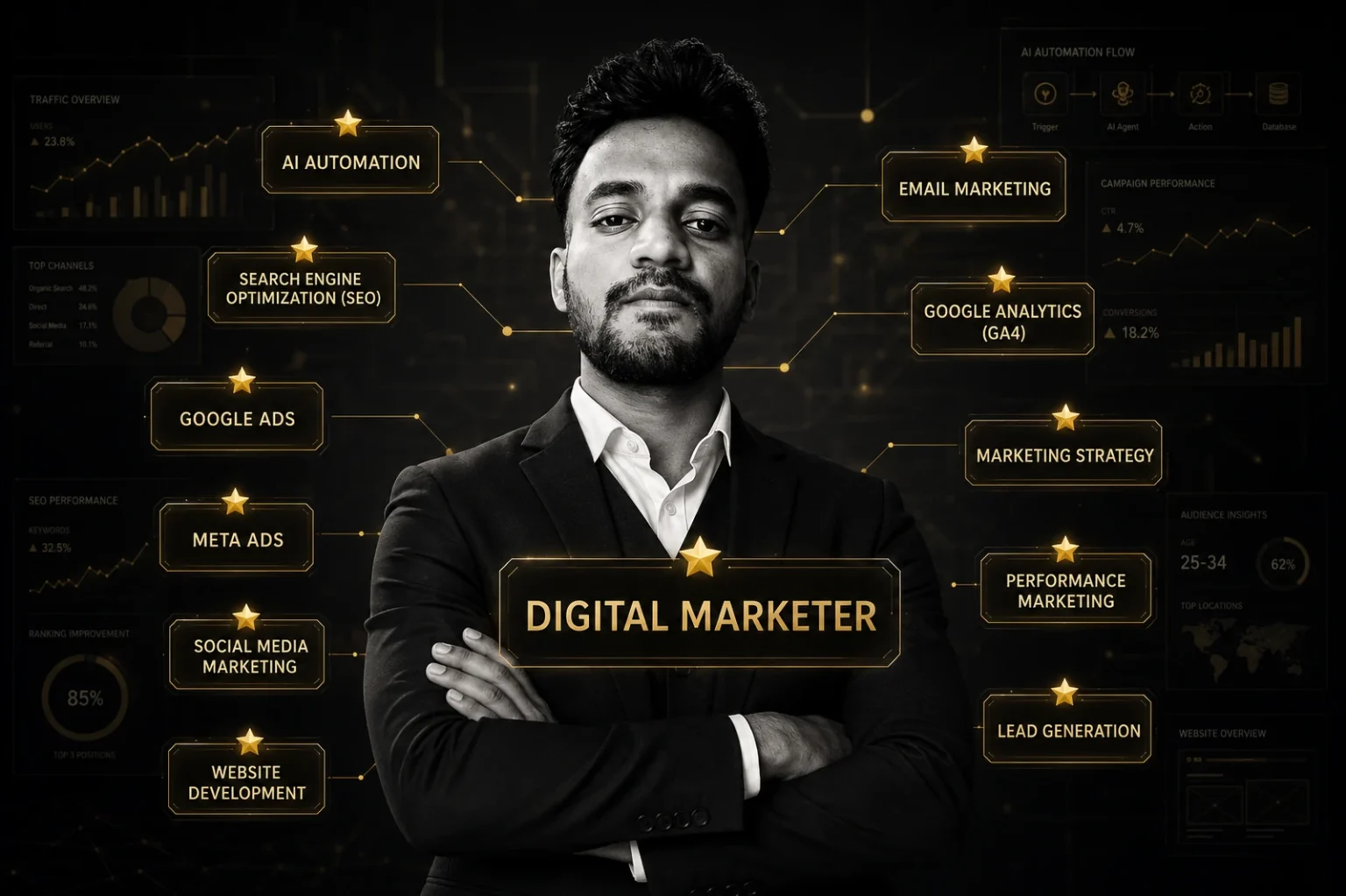 Mahesh Garajur, Digital Marketing and AI Automation Specialist providing SEO, Google Ads, Meta Ads, Website Development, and Performance Marketing services.